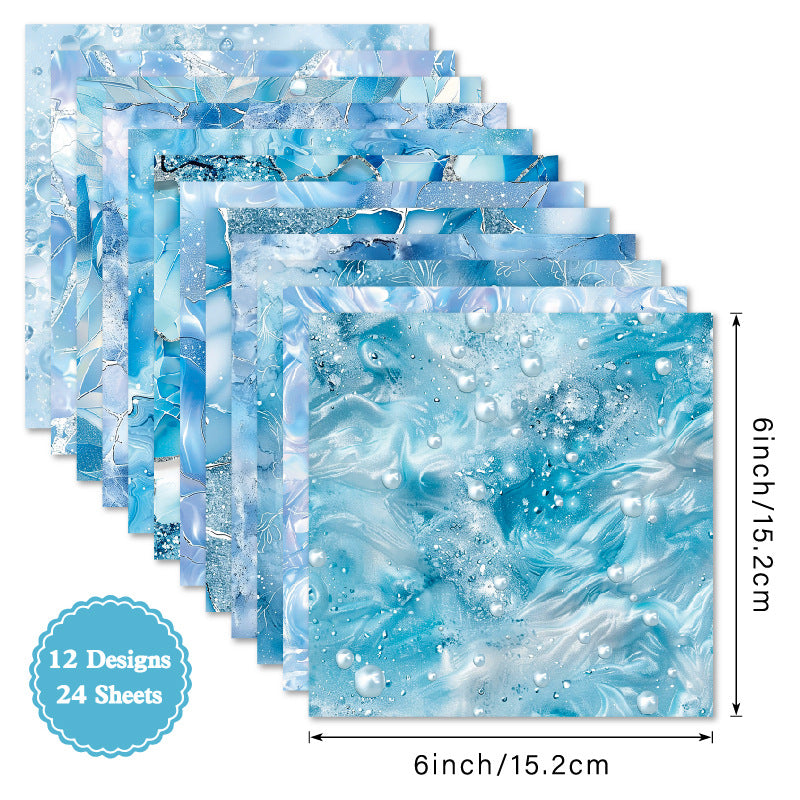 24PCS 6" Crystal Scrapbook Paper & Cardstock
