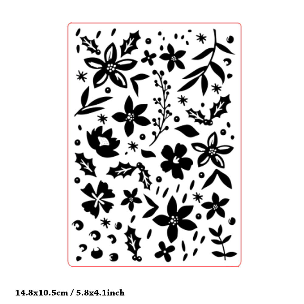 Flowers and Leaves Pattern Plastic Embossing Folder