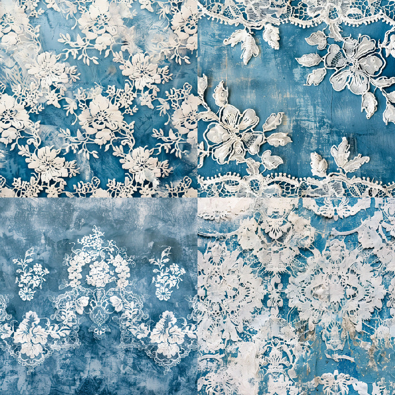 24PCS 6" Denim Lace Scrapbook Paper & Cardstock