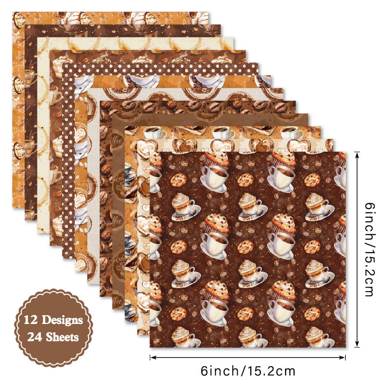 24PCS 6" Mocha Stories Scrapbook Paper & Cardstock