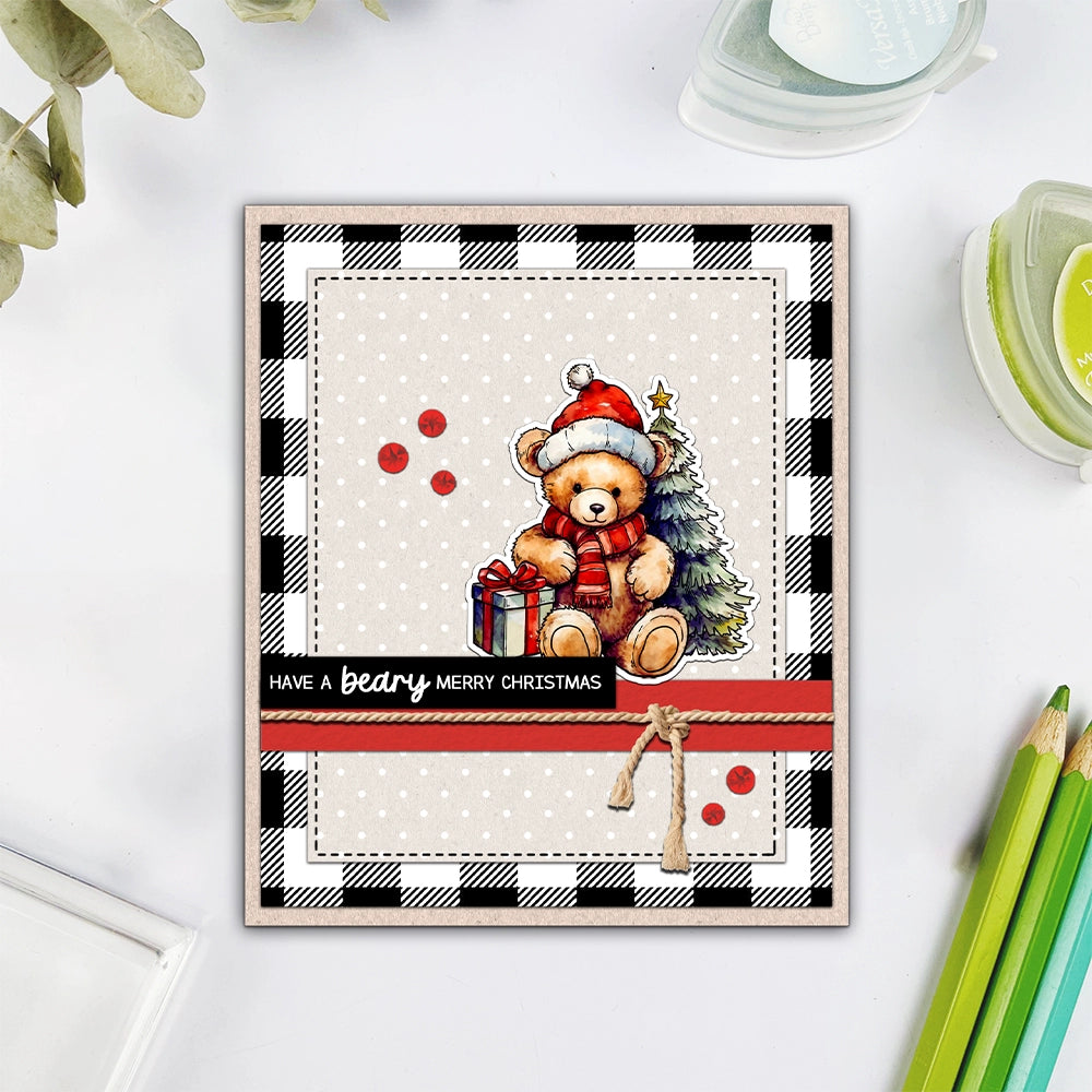 Cute Little Bear Christmas Gift Dies & Stamps Set