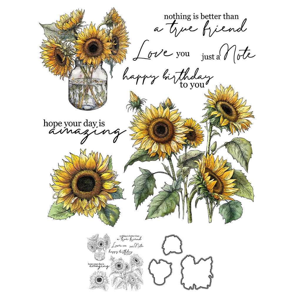 Beautiful Sunflower Dies & Stamps Set