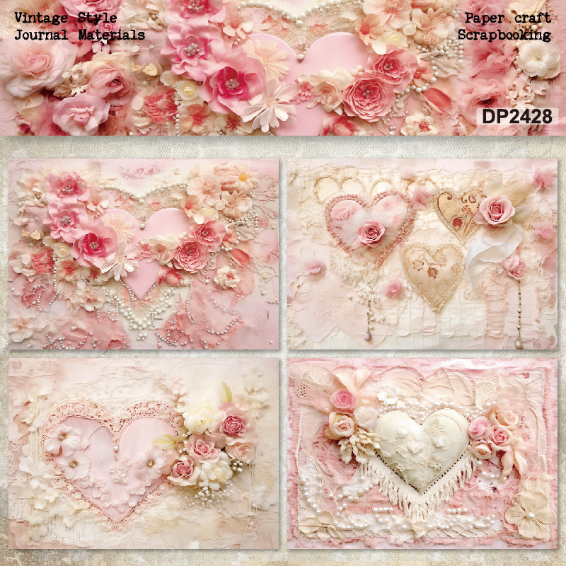 A5 Pink Flowers DIY Scrapbook Paper