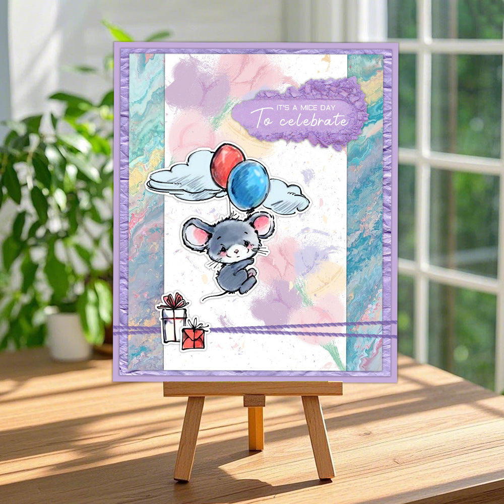 Cute Mouse In Party Dies & Stamps Set