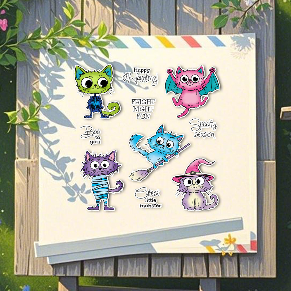 Halloween Cute Cats Dies & Stamps Set