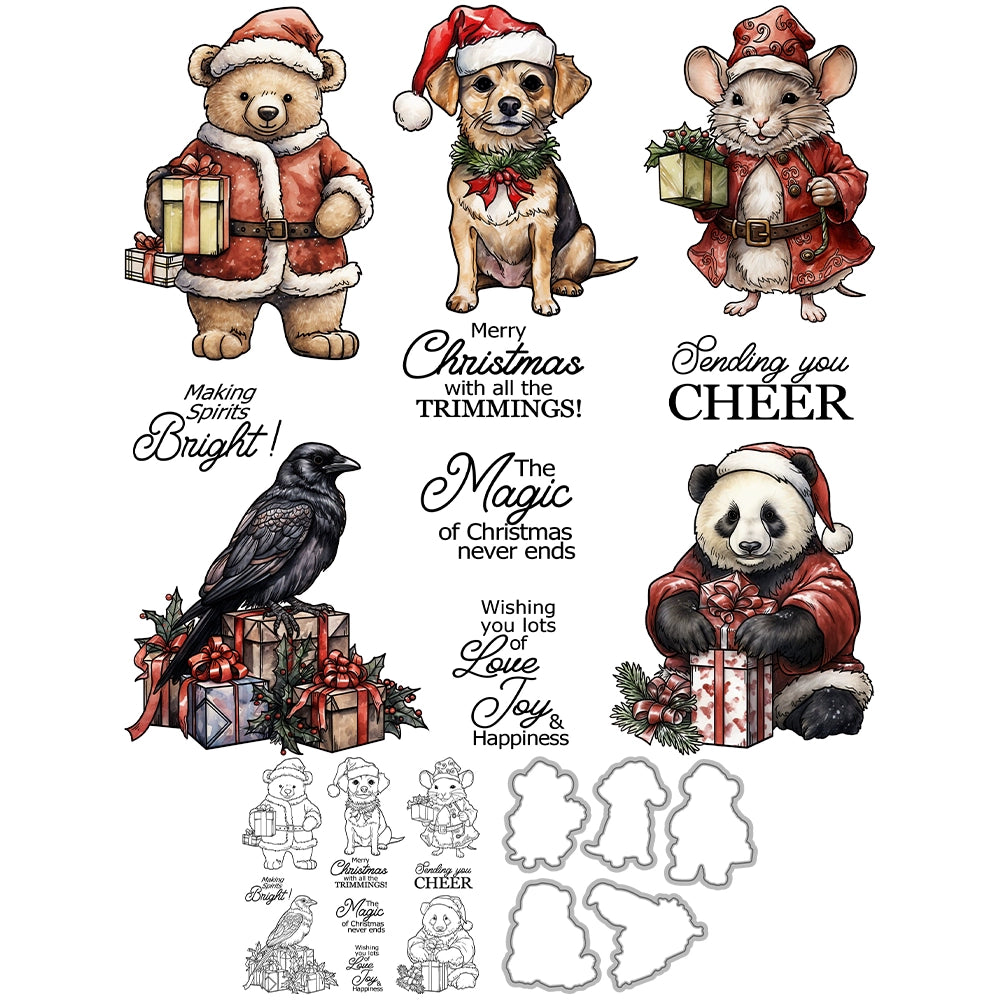 Cute Christmas Animals Dies & Stamps Set