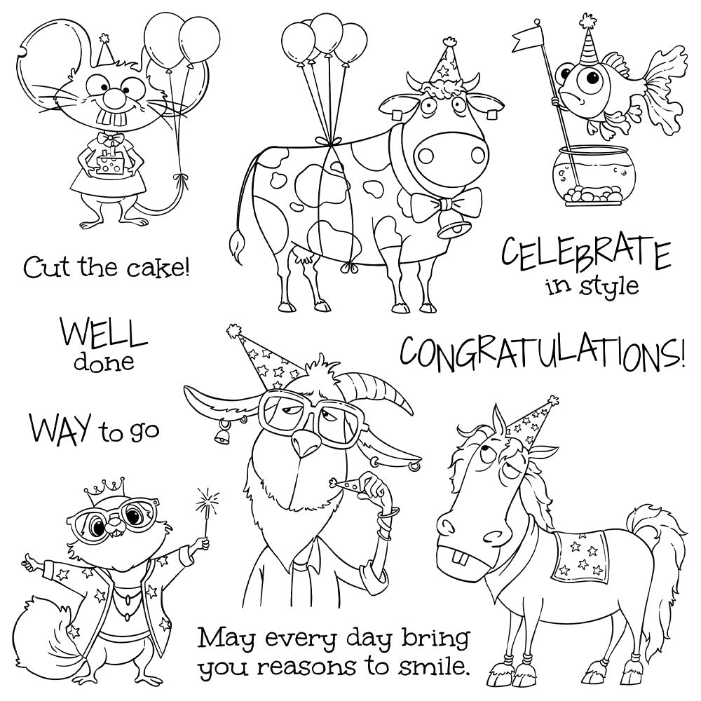 Funny Party Animals Dies & Stamps Set