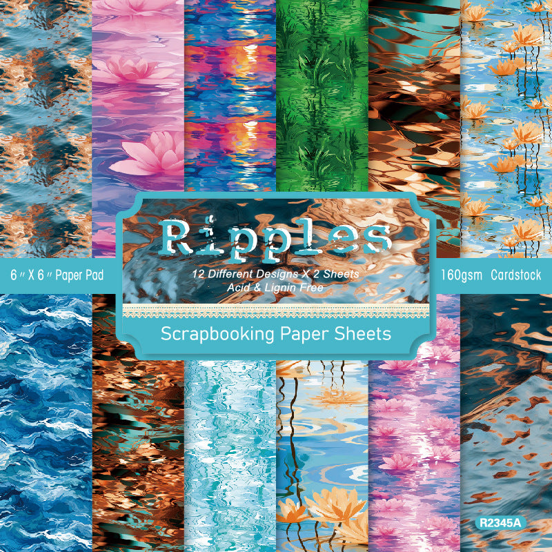 24PCS 6" Ripples Scrapbook Paper & Cardstock
