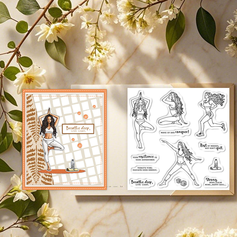 Girls Exercise Yoga Clear Stamps