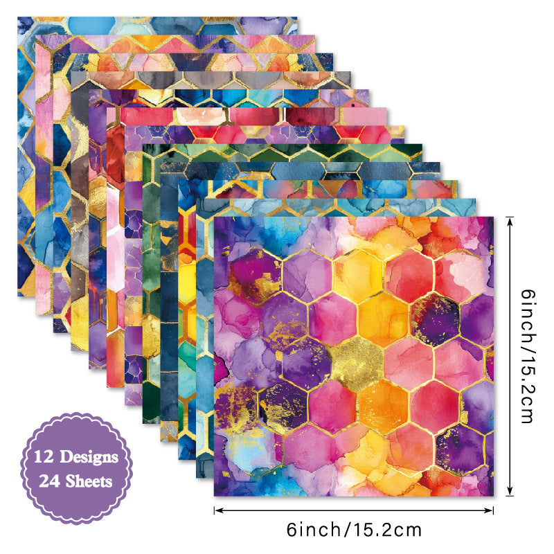 24PCS 6" Gilded Scrapbook Paper & Cardstock