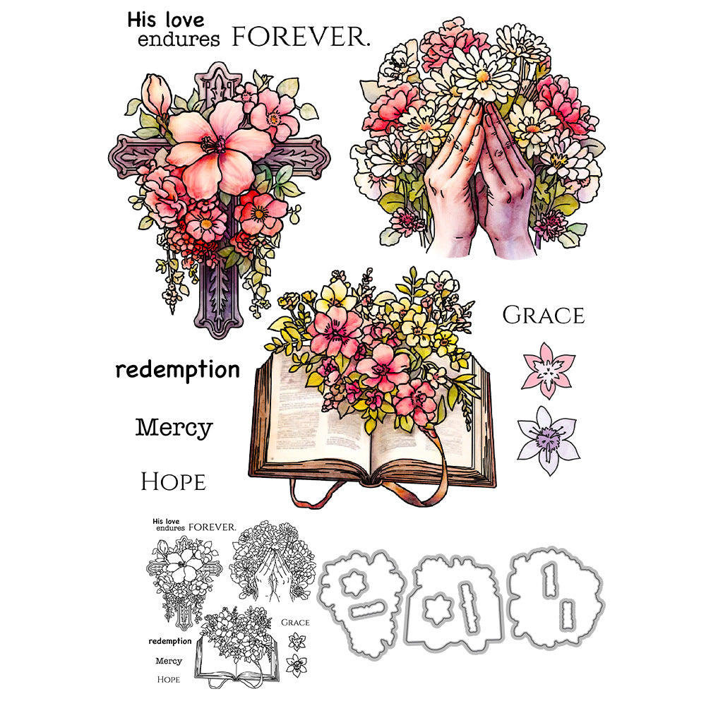 Cross Flowers Dies & Stamps Set