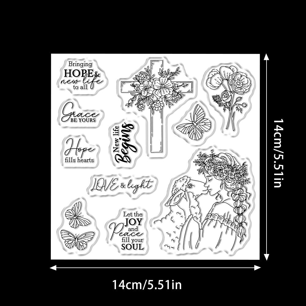 Girl Cross Flower Dies & Stamps Set