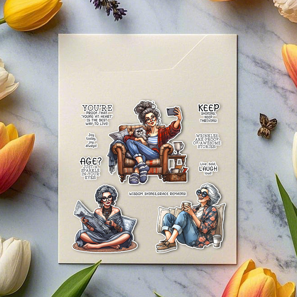 Fashion Old Lady Dies & Stamps Set