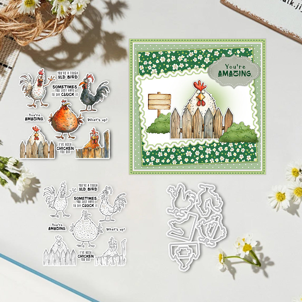Cute and Funny Chicks Dies & Stamps Set