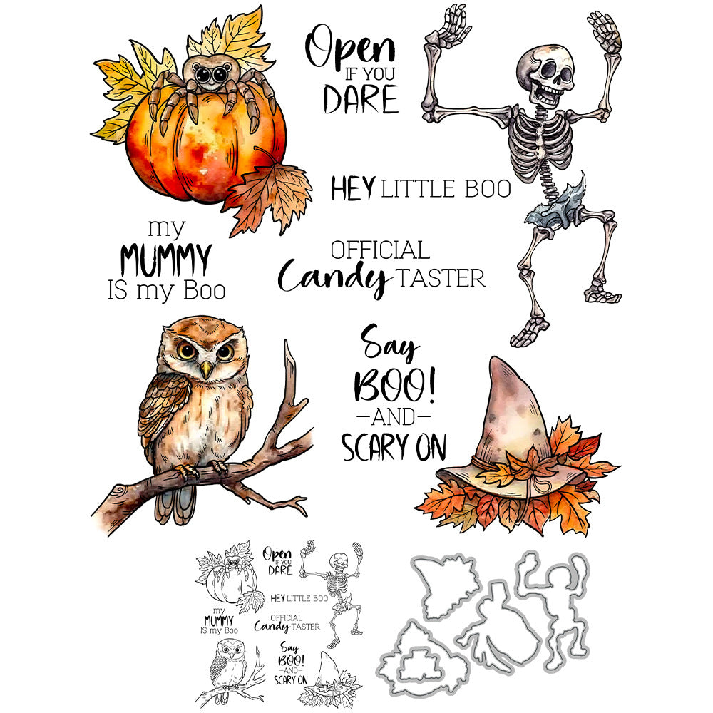 Halloween Skull Pumpkin Dies & Stamps Set