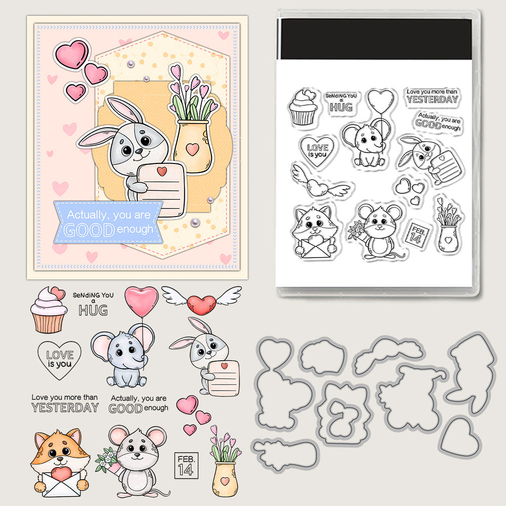 Valentine's Day Animals Dies & Stamps Set