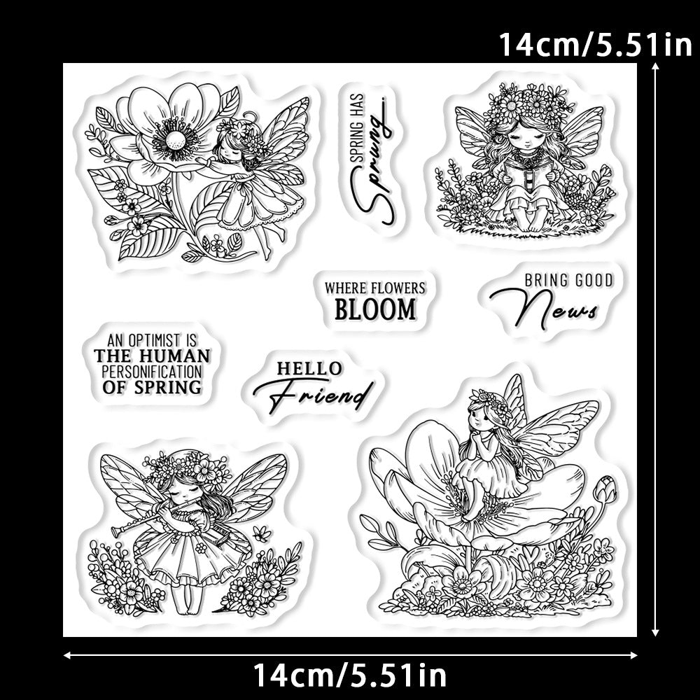 Spring Flower Elves Clear Stamps