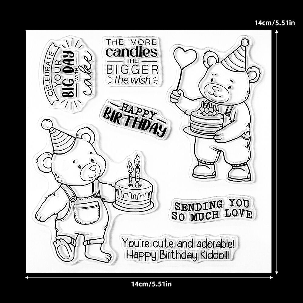 Cute Bear Celebrating Birthday Dies & Stamps Set
