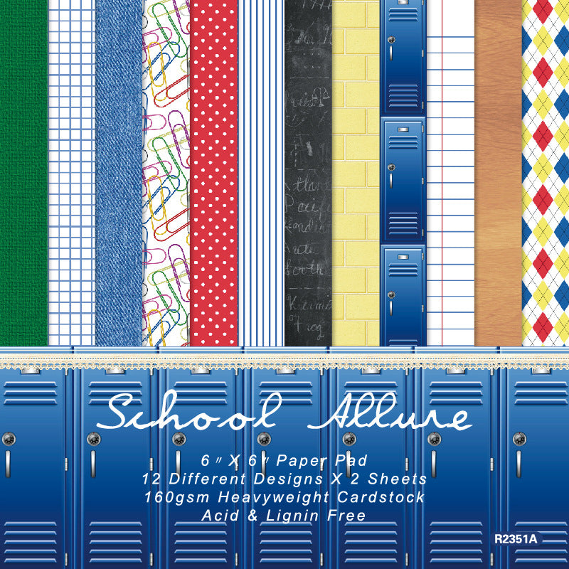 24PCS 6" School Allure Scrapbook Paper & Cardstock