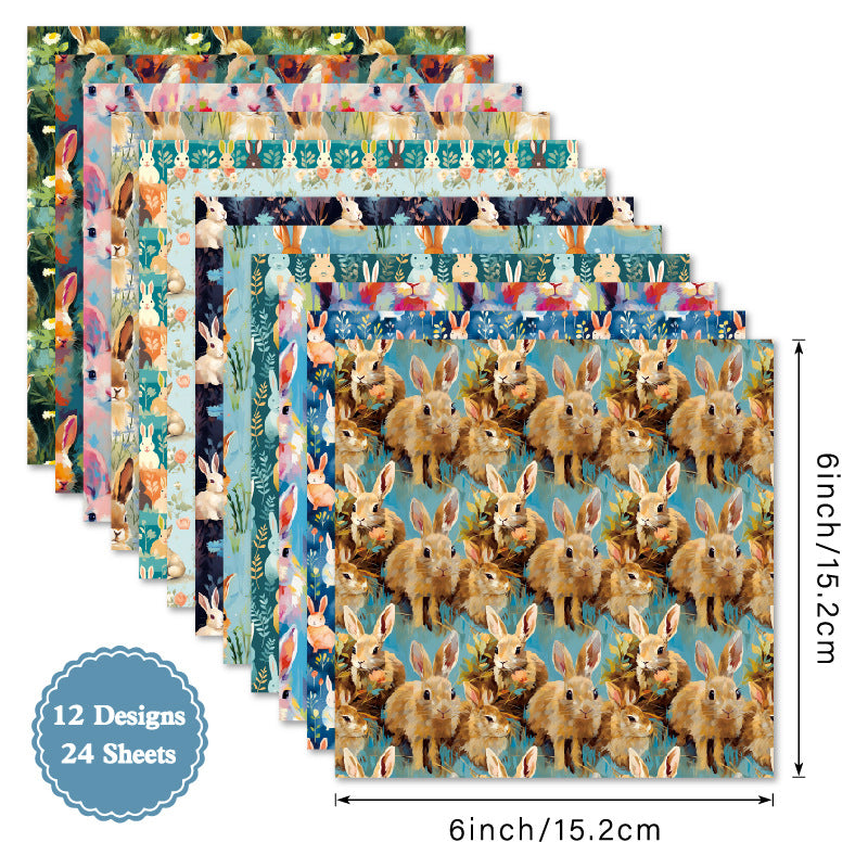 24PCS 6" Bunny Scrapbook Paper & Cardstock