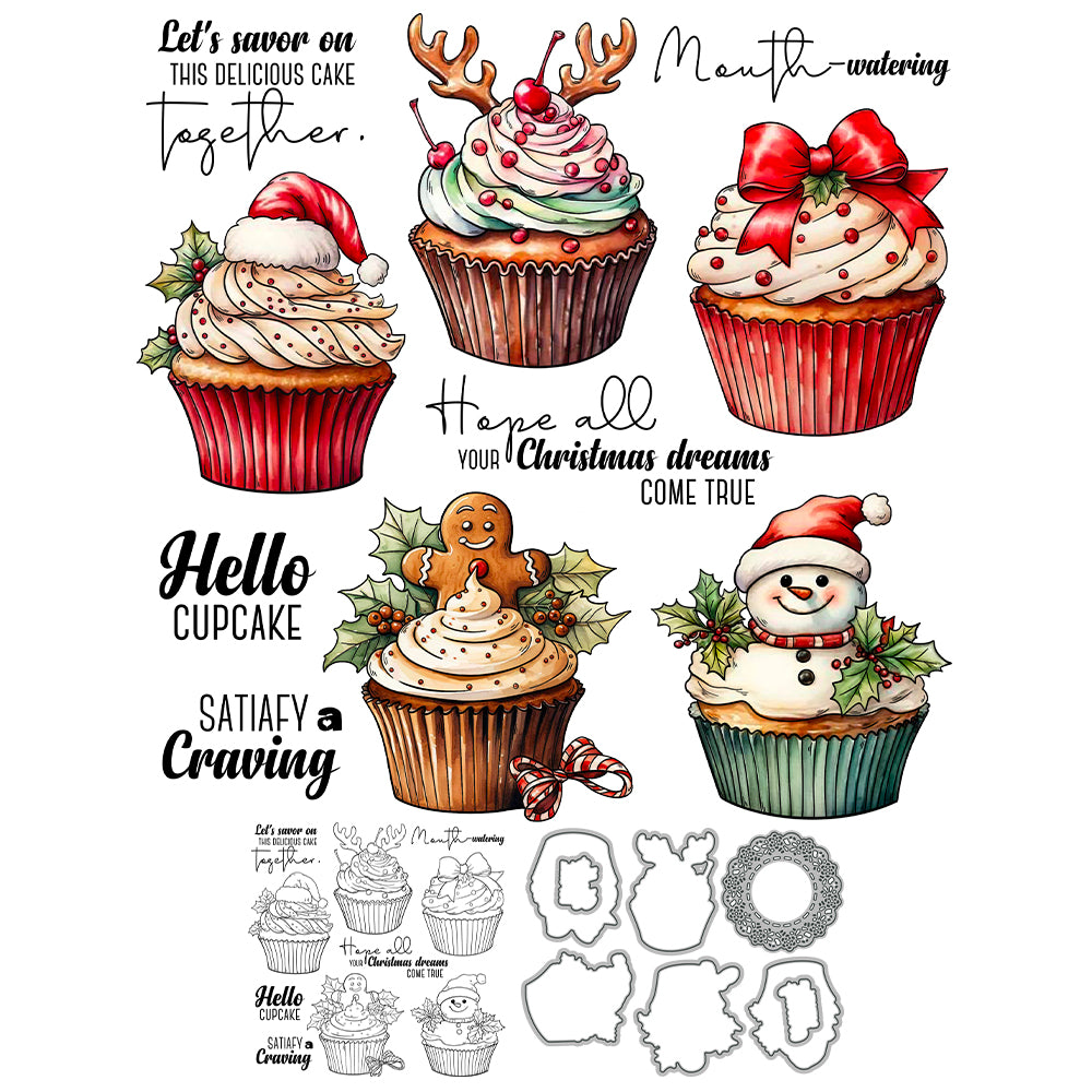 Christmas Cupcakes Dies & Stamps Set
