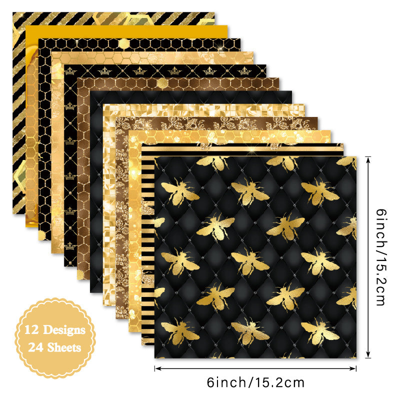 24PCS 6" Golden Hive Scrapbook Paper & Cardstock