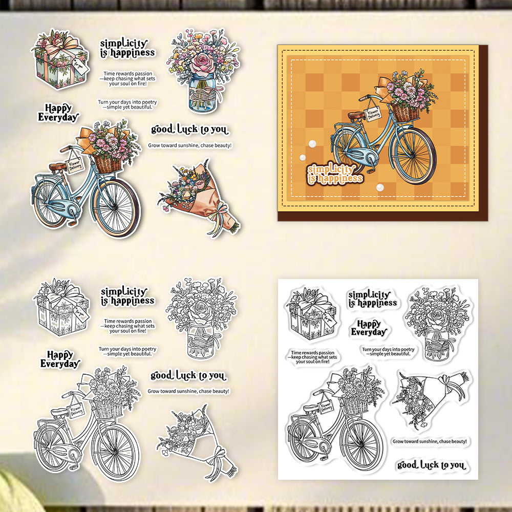 Flower Bicycle Clear Stamps