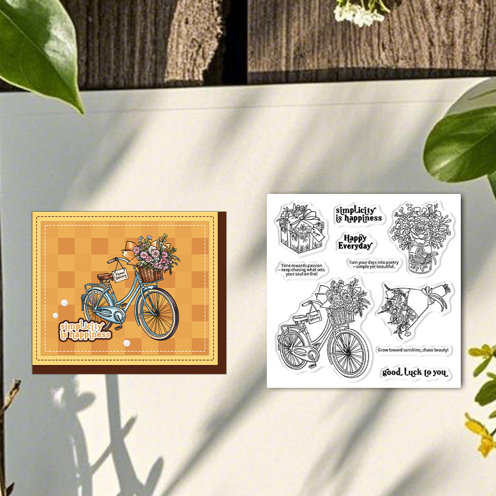 Flower Bicycle Clear Stamps
