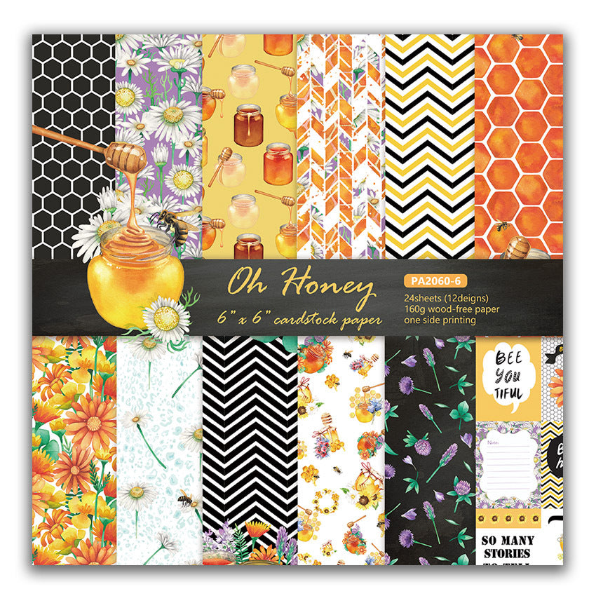 24PCS 6" Oh Honey Scrapbook Paper & Cardstock