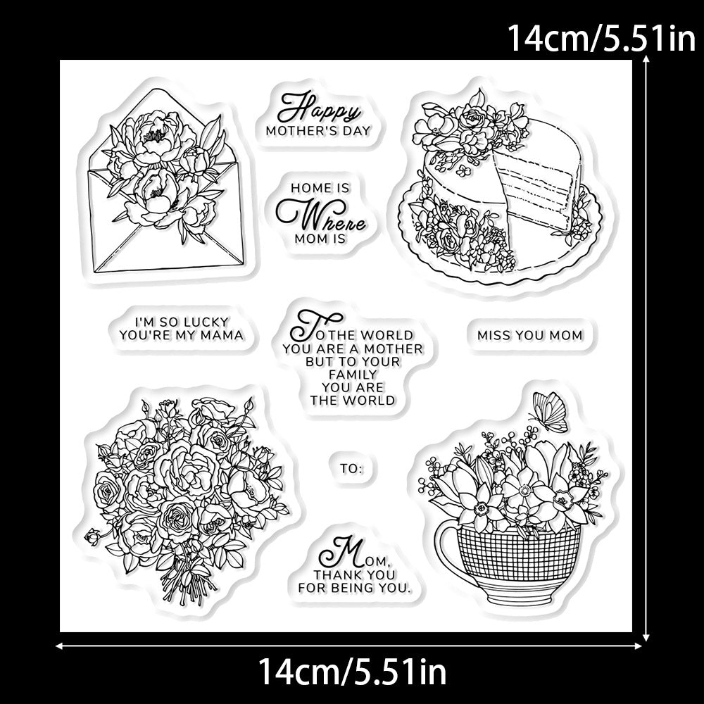 Happy Mother's Day Flowers Cakes Clear Stamps