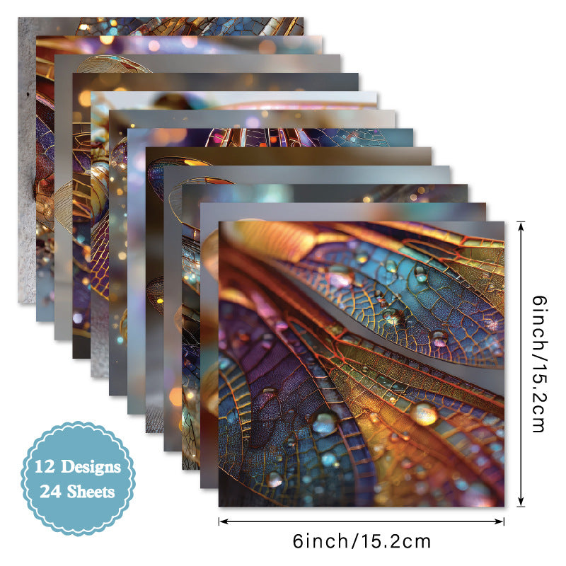 24PCS 6" Dragonfly Wings Scrapbook Paper & Cardstock
