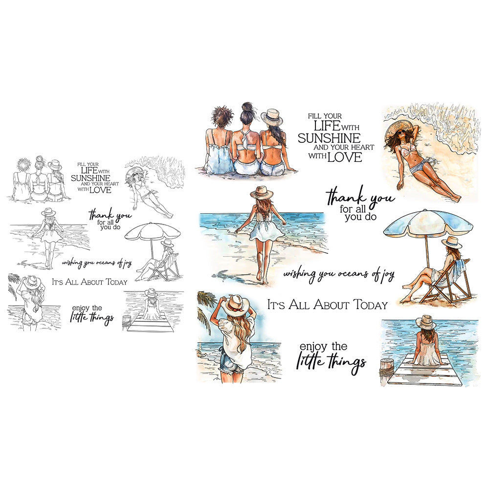 Summer Beach Girl Clear Stamps