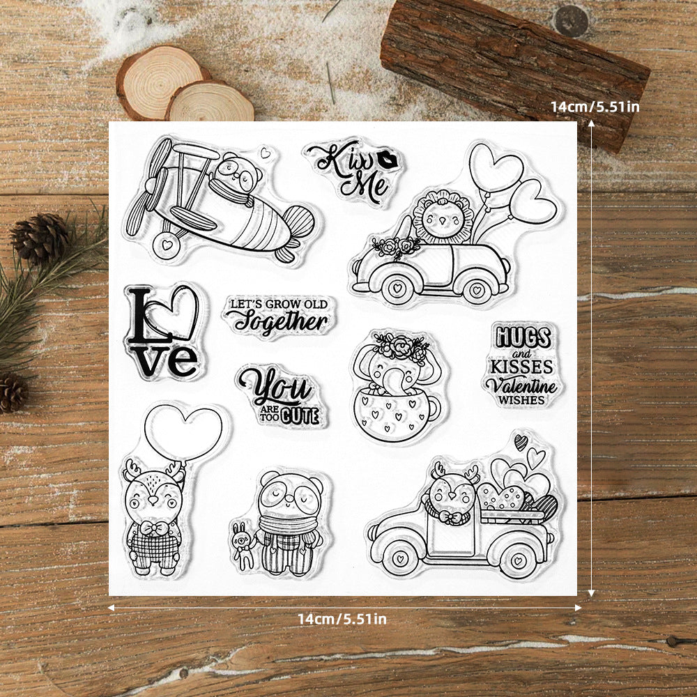 Valentine's Day Animals and Cars Clear Stamps