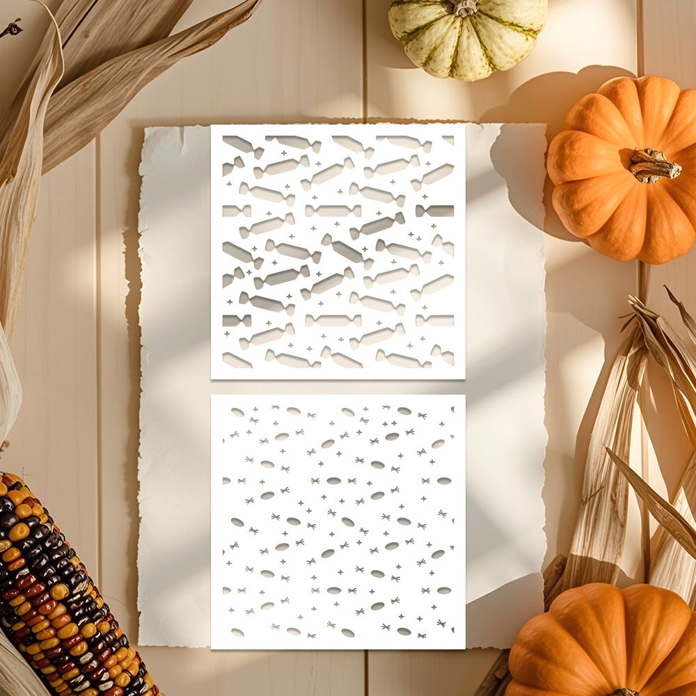 2 PCS Candy Pattern DIY Painting Hollow Stencil