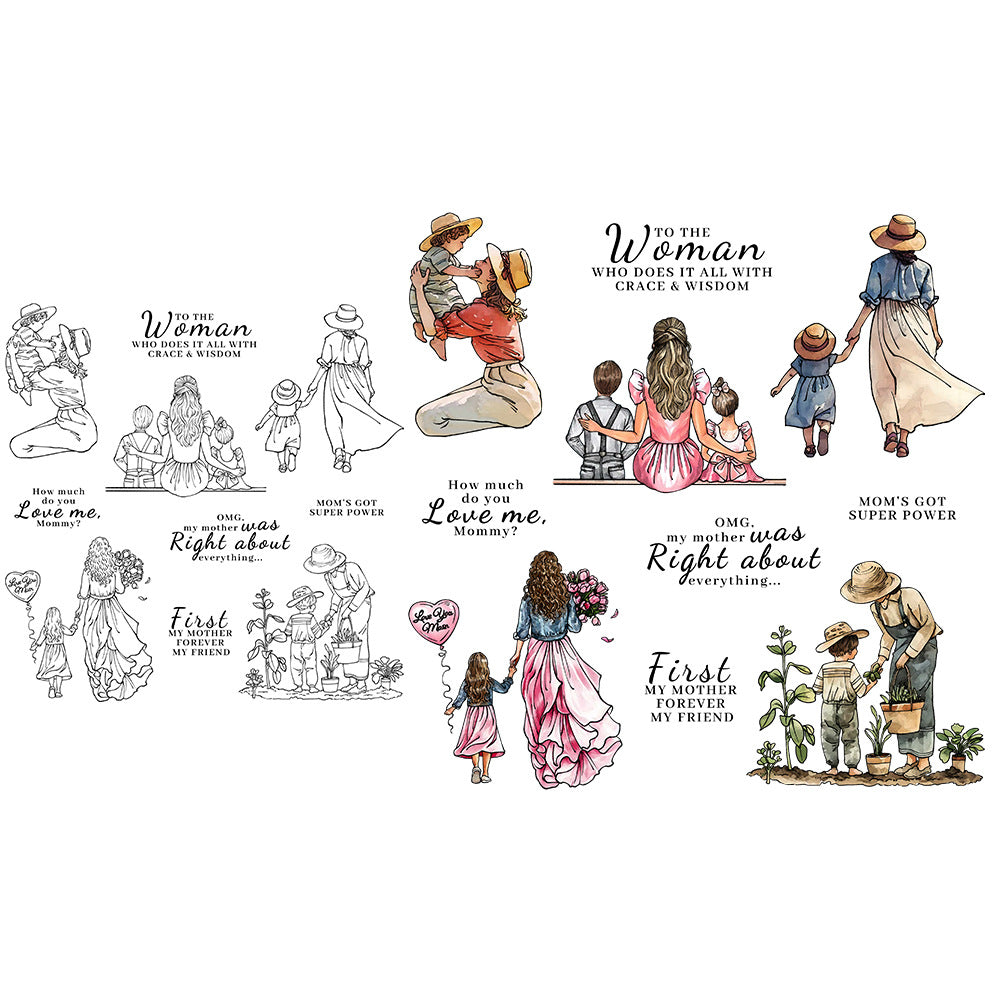 Mom And Kids Clear Stamps