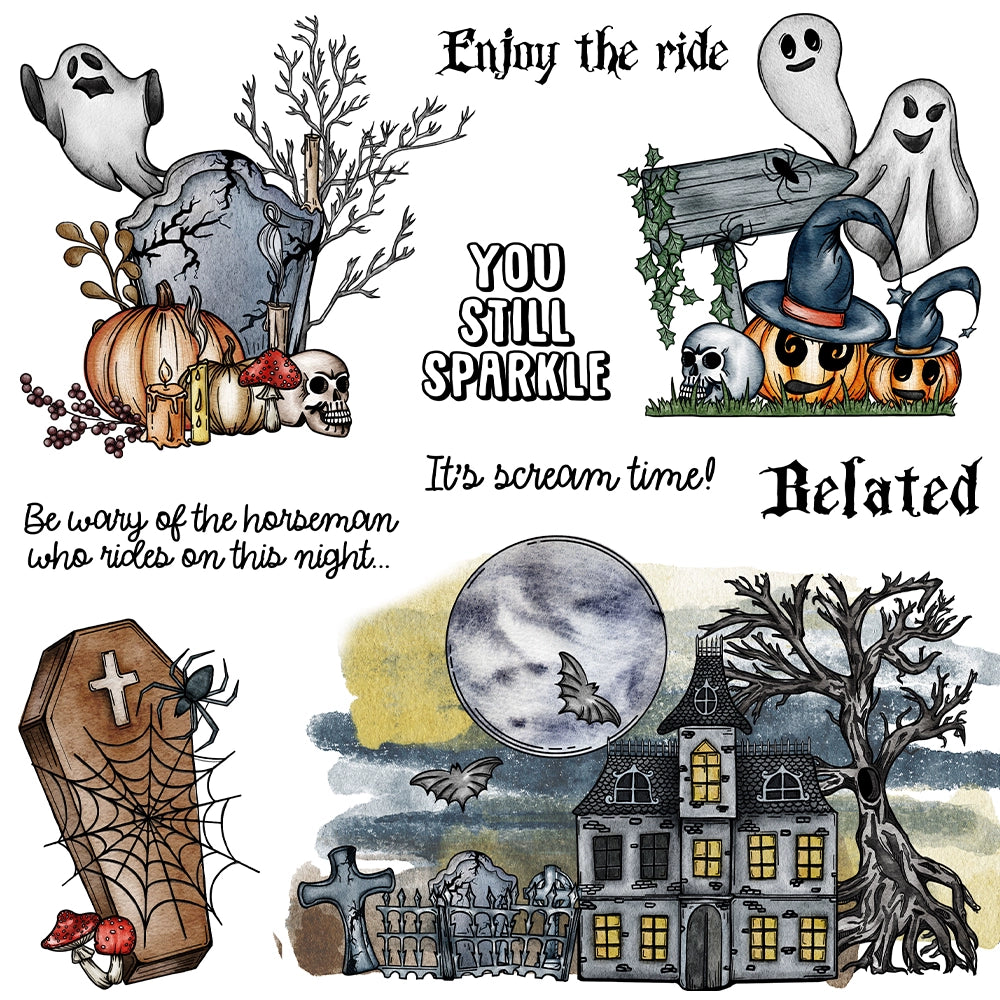 Halloween Castle Ghost Pumpkin Dies & Stamps Set
