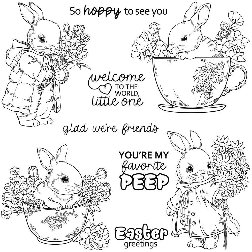 Cute Easter Bunny Dies & Stamps Set