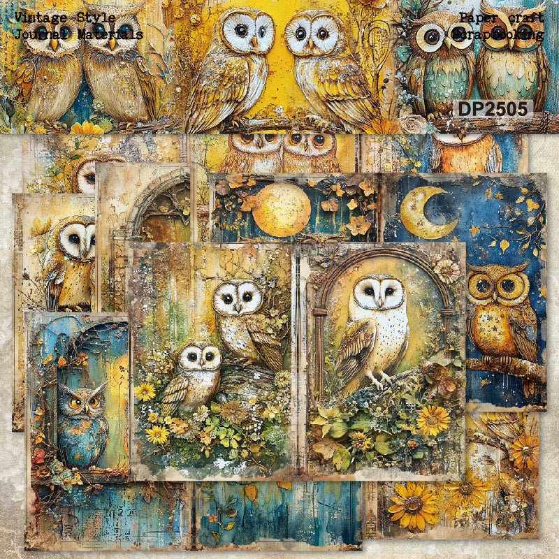 A5 Retro Owls Journal Scrapbook Paper