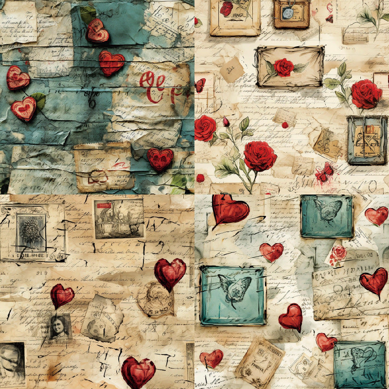 24PCS 6" Love Letter Scrapbook Paper & Cardstock