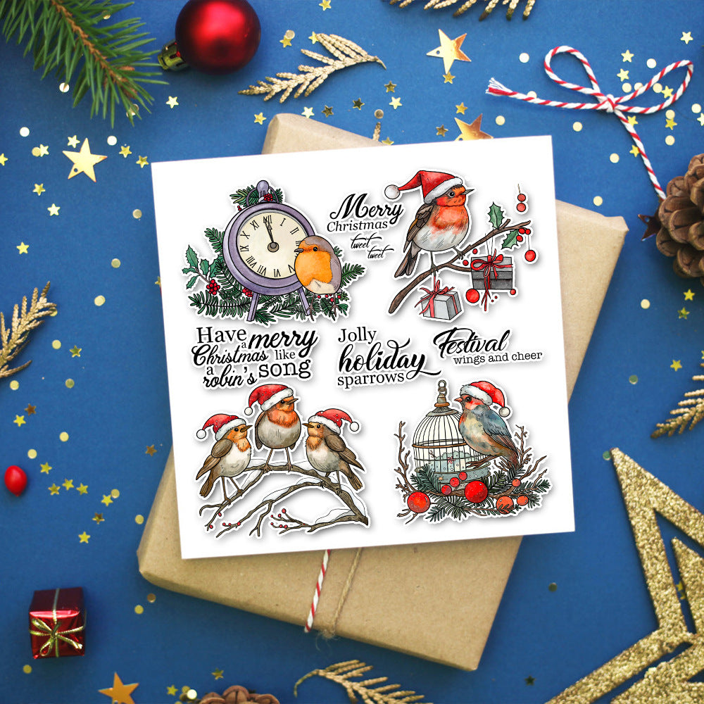 Christmas Bird On Branch Clear Stamps