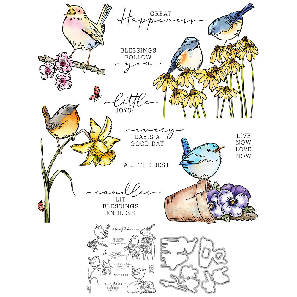 Flowers and Birds Dies & Stamps Set