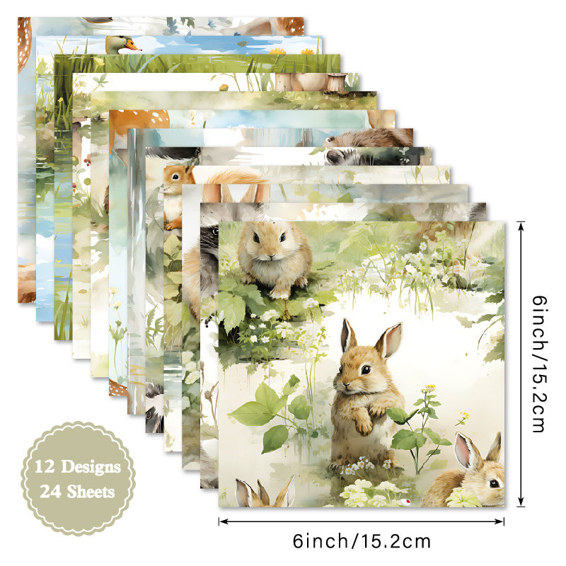 24PCS 6" Zoetic Scrapbook Paper & Cardstock