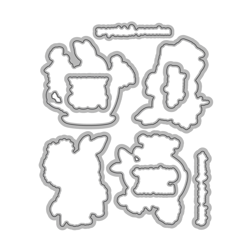 Cute Easter Bunny Dies & Stamps Set