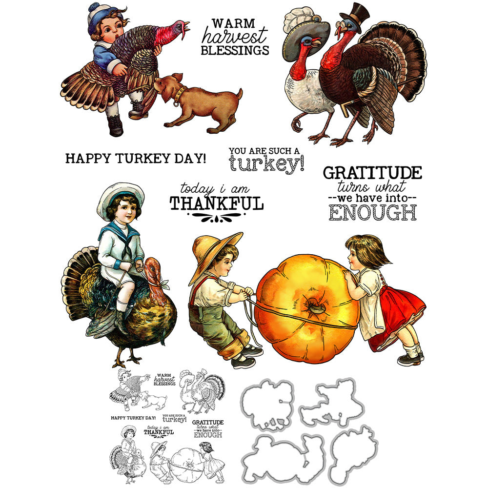 Thanksgiving Theme Dies & Stamps Set