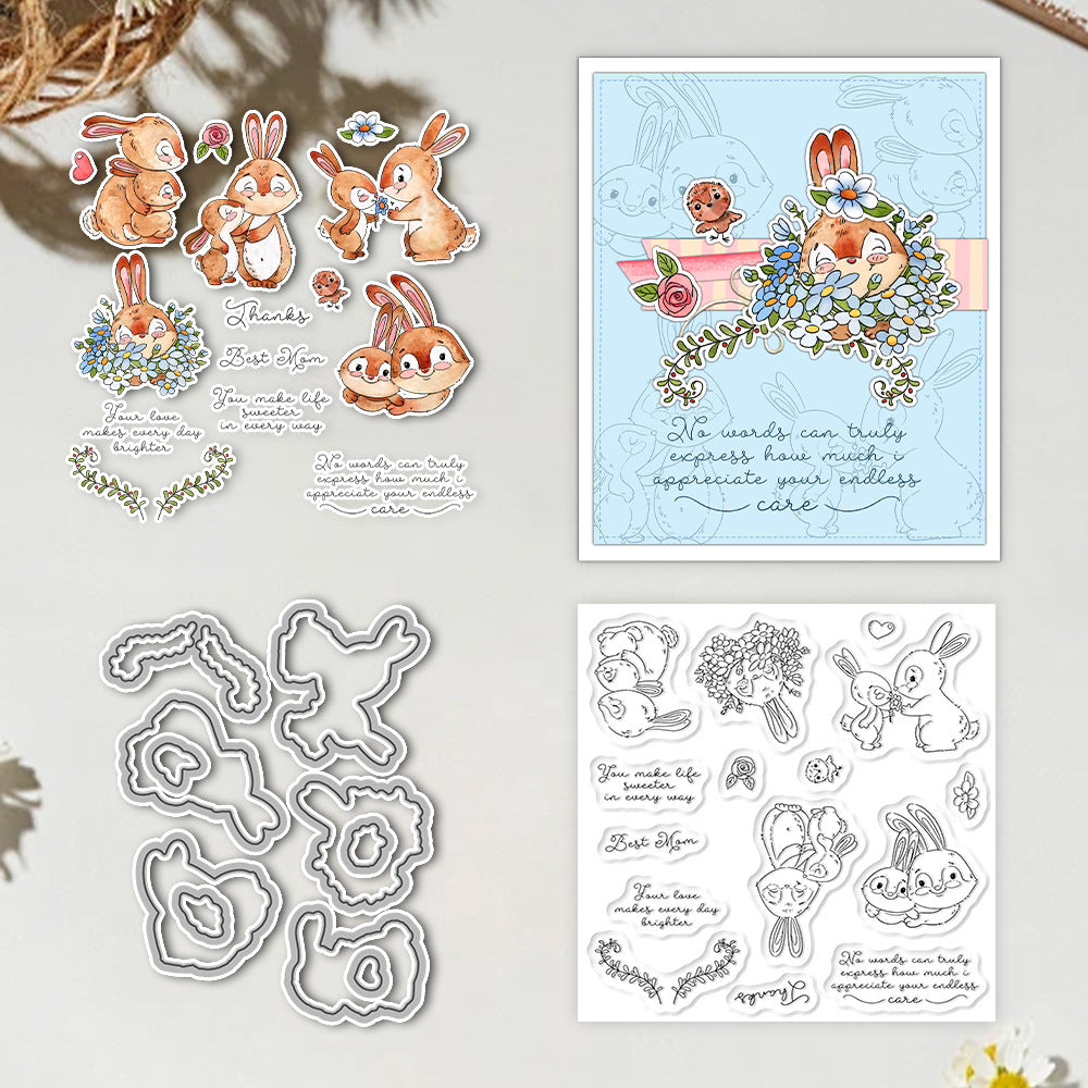 Happy Mother's Day Rabbits Dies & Stamps Set