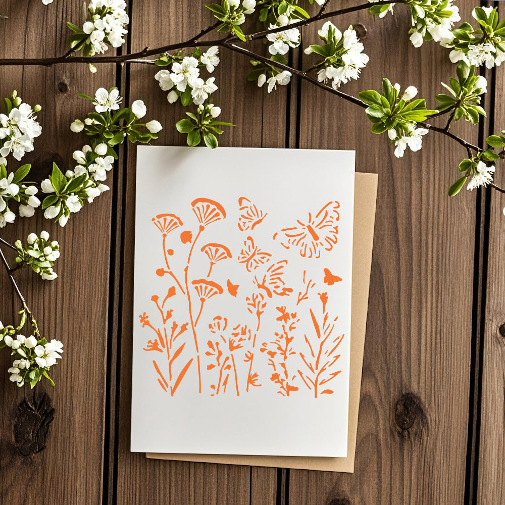 Flowers and Butterflies DIY Painting Hollow Stencil