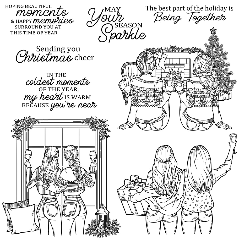 Girls Bestie Christmas Holiday Clear Stamps