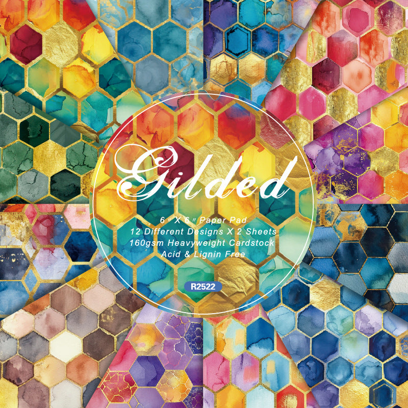24PCS 6" Gilded Scrapbook Paper & Cardstock