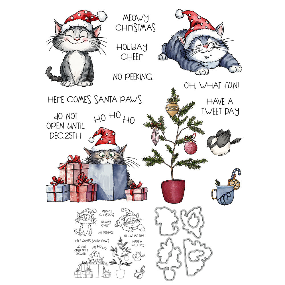 Festive Cats Dies & Stamps Set