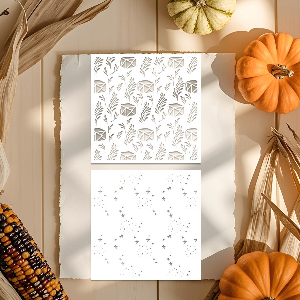 2 PCS Decorative Background DIY Painting Hollow Stencil